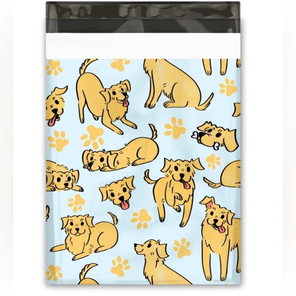 Set of 10 Golden Retriever Self Sealing Poly Mailer Bags
